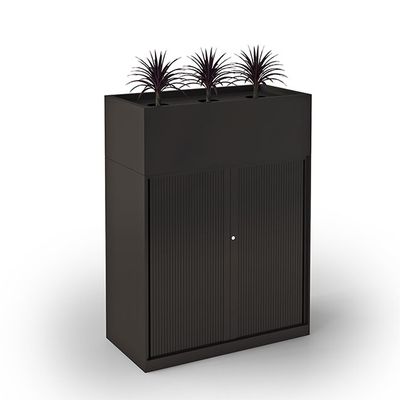 Office Storage Tambour Door with Planter Box Black