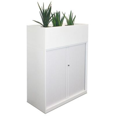 Office Storage Tambour Door with Planter Box White