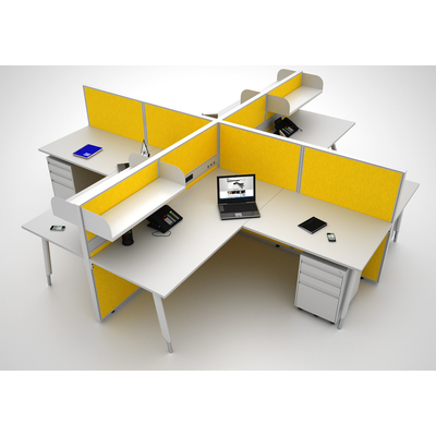 Office Workstations Cubicle System 4 L Shape Pod