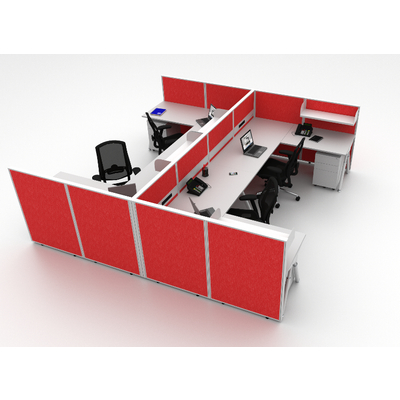 Office Workstations Cubicle System 4 U Shape Pod